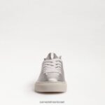 נשים הַנעָלָה Sam Edelman נעלי ספורט שרוכים של פרג עור כסף רך 4XL22X308 - Image 3