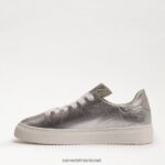 נשים הַנעָלָה Sam Edelman נעלי ספורט שרוכים של פרג עור כסף רך 4XL22X308 - Image 4