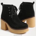 נשים הַנעָלָה Sam Edelman נעלי שרוכים של שו זמש שחור 4XL22X843 - Image 7