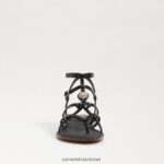 נשים הַנעָלָה Sam Edelman סנדל גוון גלדיאטור עור שחור 4XL22X248 - Image 3