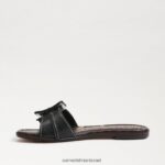 נשים הַנעָלָה Sam Edelman סנדל גלישה gaige עור שחור 4XL22X26 - Image 4