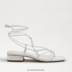 נשים הַנעָלָה Sam Edelman סנדל דפי עור לבן בוהק 4XL22X422 - Image 2