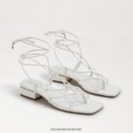 נשים הַנעָלָה Sam Edelman סנדל דפי עור לבן בוהק 4XL22X422