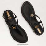 נשים הַנעָלָה Sam Edelman סנדל חוטיני ג'יג'י עור שחור 4XL22X557 - Image 7