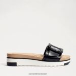 נשים הַנעָלָה Sam Edelman סנדל מגלשה ariane עור שחור 4XL22X183 - Image 2