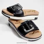 נשים הַנעָלָה Sam Edelman סנדל מגלשה ariane עור שחור 4XL22X183 - Image 7