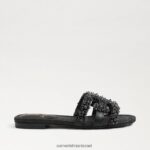 נשים הַנעָלָה Sam Edelman סנדל מגלשה ביי פרלה עור שחור 4XL22X497 - Image 2