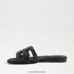 נשים הַנעָלָה Sam Edelman סנדל מגלשה ביי פרלה עור שחור 4XL22X497 - Image 4