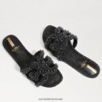 נשים הַנעָלָה Sam Edelman סנדל מגלשה ביי פרלה עור שחור 4XL22X497 - Image 7