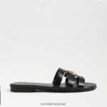 נשים הַנעָלָה Sam Edelman סנדל מגלשה קורן מפרץ עור שחור 4XL22X575 - Image 2