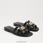 נשים הַנעָלָה Sam Edelman סנדל מגלשה קורן מפרץ עור שחור 4XL22X575