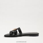 נשים הַנעָלָה Sam Edelman סנדל מגלשה קורן מפרץ עור שחור 4XL22X575 - Image 4