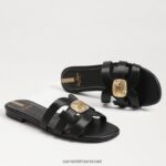נשים הַנעָלָה Sam Edelman סנדל מגלשה קורן מפרץ עור שחור 4XL22X575 - Image 7