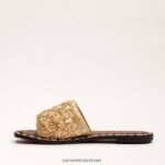 נשים הַנעָלָה Sam Edelman סנדל מגלשות giovanna raffia עלה זהב 4XL22X71 - Image 4