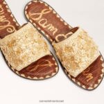 נשים הַנעָלָה Sam Edelman סנדל מגלשות giovanna raffia עלה זהב 4XL22X71 - Image 7