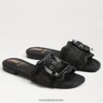 נשים הַנעָלָה Sam Edelman סנדל מגלשת במבי רפיה שחורה 4XL22X68