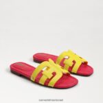 נשים הַנעָלָה Sam Edelman סנדל מגלשת מפרץ מימוזה צהוב/אולטרה פוקסיה 4XL22X7