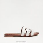 נשים הַנעָלָה Sam Edelman סנדל מגלשת מפרץ עור לבן בוהק 4XL22X13 - Image 2