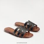 נשים הַנעָלָה Sam Edelman סנדל מגלשת מפרץ עור שחור 4XL22X12