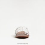 נשים הַנעָלָה Sam Edelman סנדל מגלשת מפרץ עור לבן בוהק 4XL22X13 - Image 3