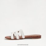 נשים הַנעָלָה Sam Edelman סנדל מגלשת מפרץ עור לבן בוהק 4XL22X13 - Image 4