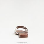 נשים הַנעָלָה Sam Edelman סנדל מגלשת מפרץ עור לבן בוהק 4XL22X13 - Image 5