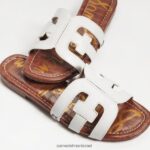 נשים הַנעָלָה Sam Edelman סנדל מגלשת מפרץ עור לבן בוהק 4XL22X13 - Image 7