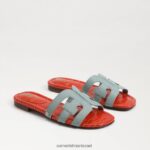 נשים הַנעָלָה Sam Edelman סנדל מגלשת מפרץ פרג כחול/כתום גאות 4XL22X9