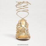 נשים הַנעָלָה Sam Edelman סנדל סטילטו עם שרוכים של לילה זהב ענבר 4XL22X441 - Image 3