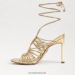 נשים הַנעָלָה Sam Edelman סנדל סטילטו עם שרוכים של לילה זהב ענבר 4XL22X441 - Image 4