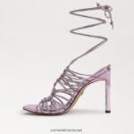 נשים הַנעָלָה Sam Edelman סנדל סטילטו עם שרוכים של לילה לילך קוורץ 4XL22X440 - Image 4