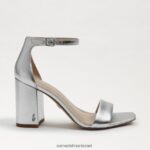 נשים הַנעָלָה Sam Edelman סנדל עקב בלוק דניאלה עור מתכתי כסוף 4XL22X298 - Image 2