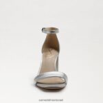 נשים הַנעָלָה Sam Edelman סנדל עקב בלוק דניאלה עור מתכתי כסוף 4XL22X298 - Image 3