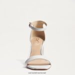 נשים הַנעָלָה Sam Edelman סנדל עקב בלוק דניאלה עור לבן בוהק 4XL22X300 - Image 3