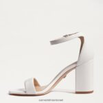 נשים הַנעָלָה Sam Edelman סנדל עקב בלוק דניאלה עור לבן בוהק 4XL22X300 - Image 4