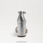 נשים הַנעָלָה Sam Edelman סנדל עקב בלוק דניאלה עור מתכתי כסוף 4XL22X298 - Image 5