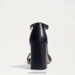 נשים הַנעָלָה Sam Edelman סנדל עקב בלוק דניאלה עור שחור 4XL22X299 - Image 5