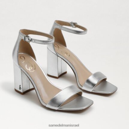 נשים הַנעָלָה Sam Edelman סנדל עקב בלוק דניאלה עור מתכתי כסוף 4XL22X298