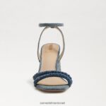 נשים הַנעָלָה Sam Edelman סנדל עקב בלוק חרוזי קיה כחול חדש שטוף 4XL22X486 - Image 3