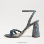 נשים הַנעָלָה Sam Edelman סנדל עקב בלוק חרוזי קיה כחול חדש שטוף 4XL22X486 - Image 4