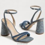 נשים הַנעָלָה Sam Edelman סנדל עקב בלוק חרוזי קיה כחול חדש שטוף 4XL22X486 - Image 7