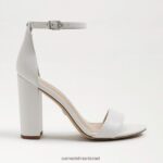 נשים הַנעָלָה Sam Edelman סנדל עקב בלוק יארו עור לבן בוהק 4XL22X328 - Image 2