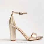 נשים הַנעָלָה Sam Edelman סנדל עקב בלוק יארו עור זהב בהיר 4XL22X324 - Image 2