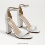 נשים הַנעָלָה Sam Edelman סנדל עקב בלוק יארו עור לבן בוהק 4XL22X328
