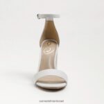 נשים הַנעָלָה Sam Edelman סנדל עקב בלוק יארו עור לבן בוהק 4XL22X328 - Image 3