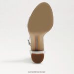 נשים הַנעָלָה Sam Edelman סנדל עקב בלוק יארו עור לבן בוהק 4XL22X328 - Image 6