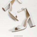 נשים הַנעָלָה Sam Edelman סנדל עקב בלוק יארו עור לבן בוהק 4XL22X328 - Image 7