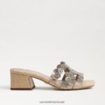 נשים הַנעָלָה Sam Edelman סנדל עקב בלוק סלייד חורף עלה זהב 4XL22X185 - Image 2