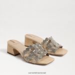 נשים הַנעָלָה Sam Edelman סנדל עקב בלוק סלייד חורף עלה זהב 4XL22X185