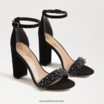נשים הַנעָלָה Sam Edelman סנדל עקב בלוק yaro perla זמש שחור 4XL22X619